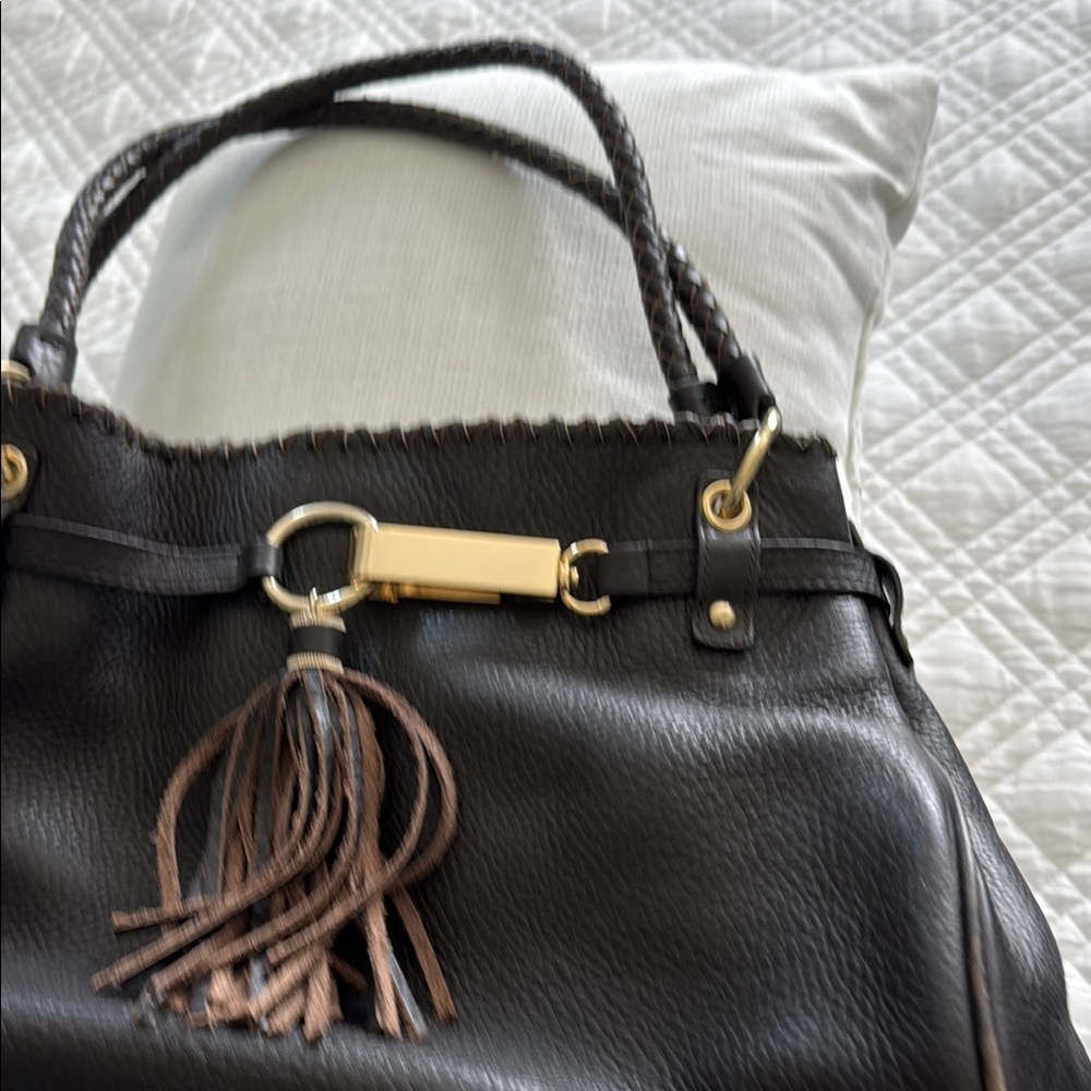 Elegant Black Leather Tote Bag